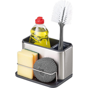 Surface Sink Caddy Stainless Steel Sponge Holder Organizer Tidy Drains Water for Kitchen