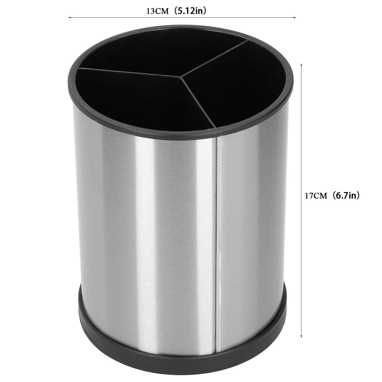 3 Compartment Rotating Large Capacity with Insert and Drain Holes Stainless Steel Utensil Caddy Kitchen Utensil Holder