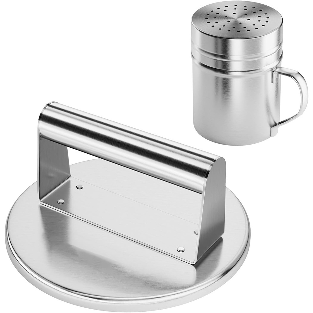 Stainless Steel Smashed Burger Press Kit Burger Smasher & Spice Dredge Shaker BBQ Griddle Accessories Tool Kit