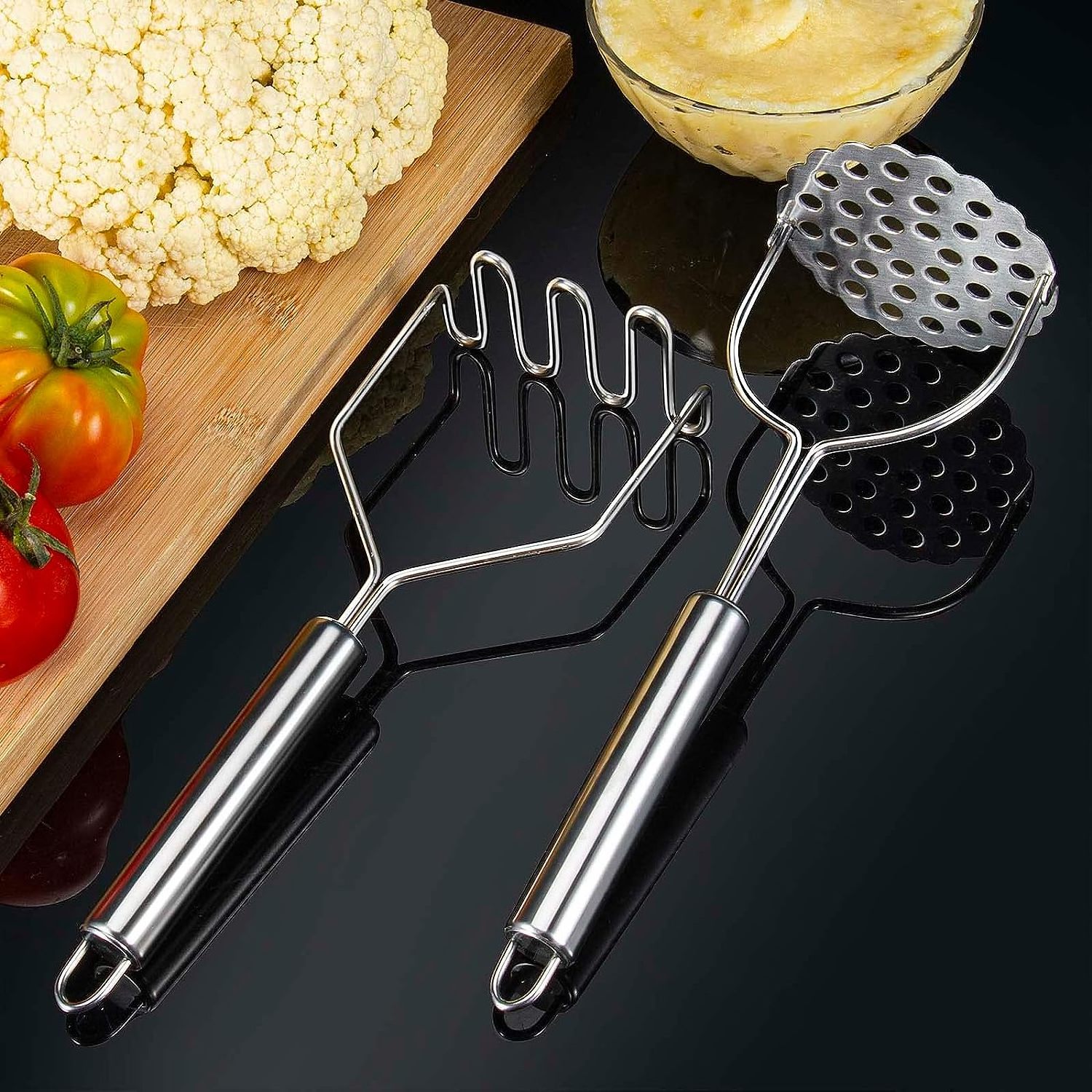 2 Pcs Potato Masher Stainless Steel press Kitchen Tool Wire Masher for Potatoes, Avocados, Beans, or Fruit & Vegetab