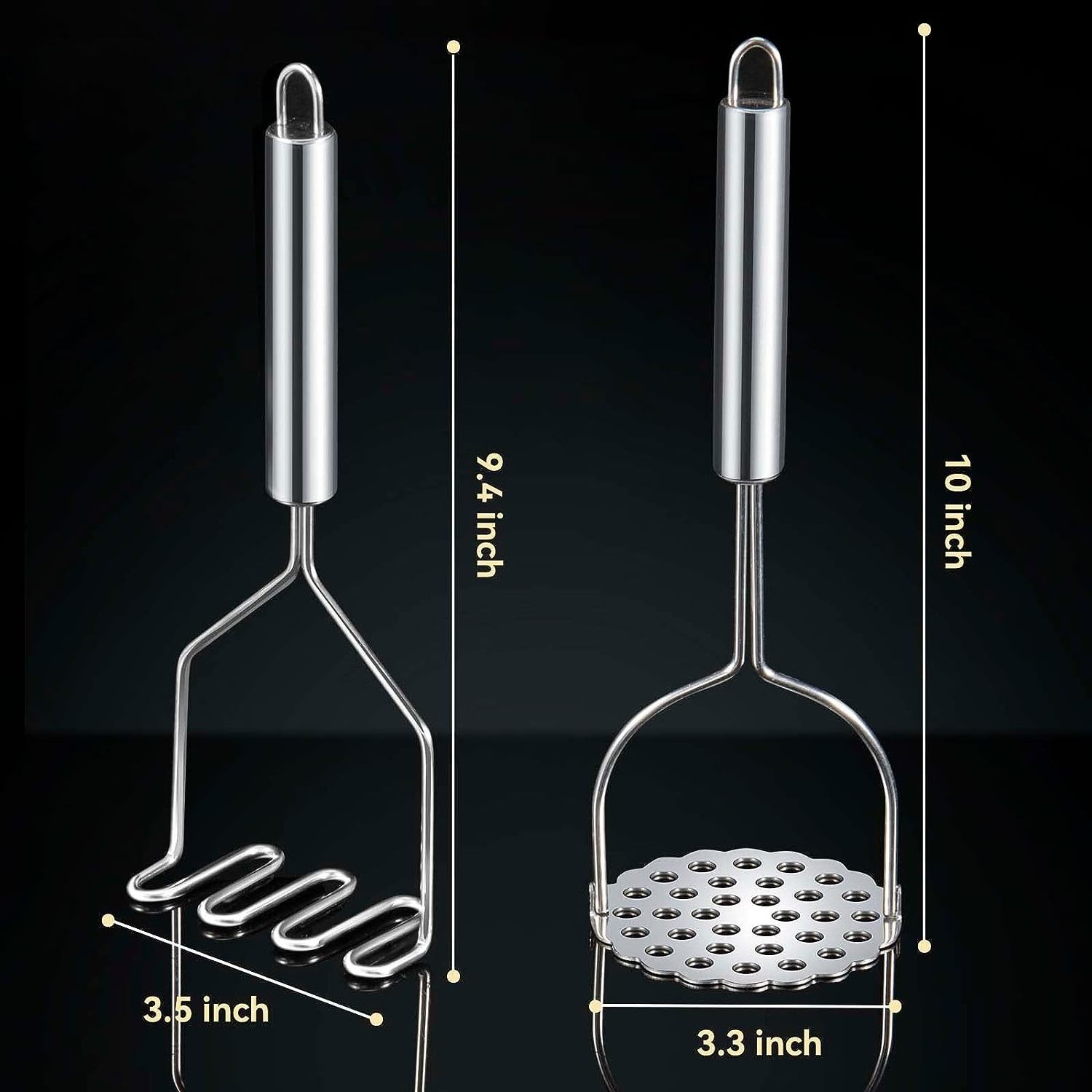 2 Pcs Potato Masher Stainless Steel press Kitchen Tool Wire Masher for Potatoes, Avocados, Beans, or Fruit & Vegetab