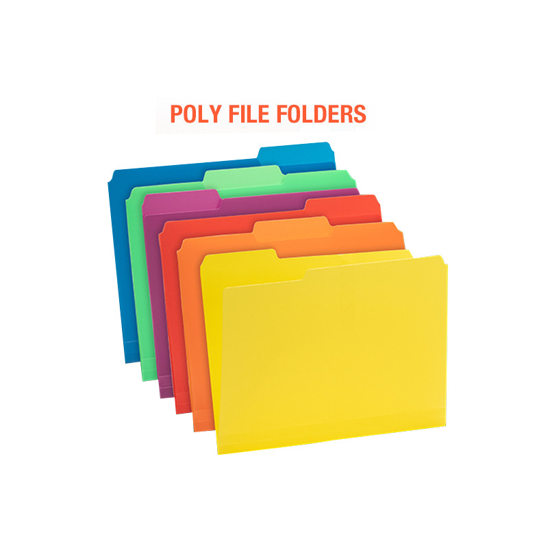 custom yellow red blue green purple color universal top tabs PP plastic manila file presentation folders