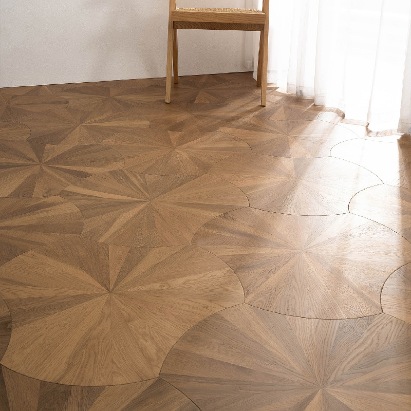 Lotus leaf art parquet wood flooring irregular parquet multi-layer wood flooring oak wax oil floor