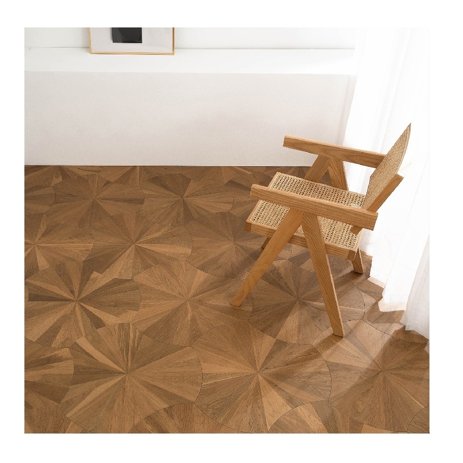 Lotus leaf art parquet wood flooring irregular parquet multi-layer wood flooring oak wax oil floor