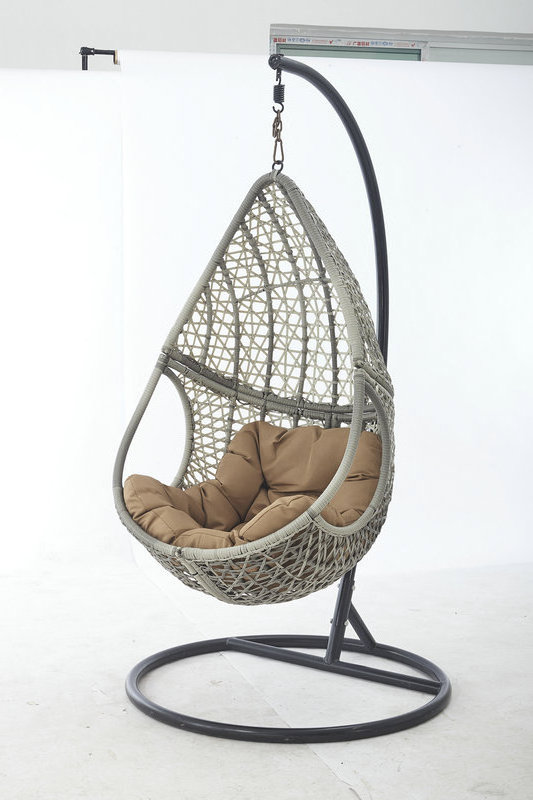 Indoor Outdoor Furniture Rattan Garden Adult Wicker Hanging Egg Swing Chair With Metal Stand