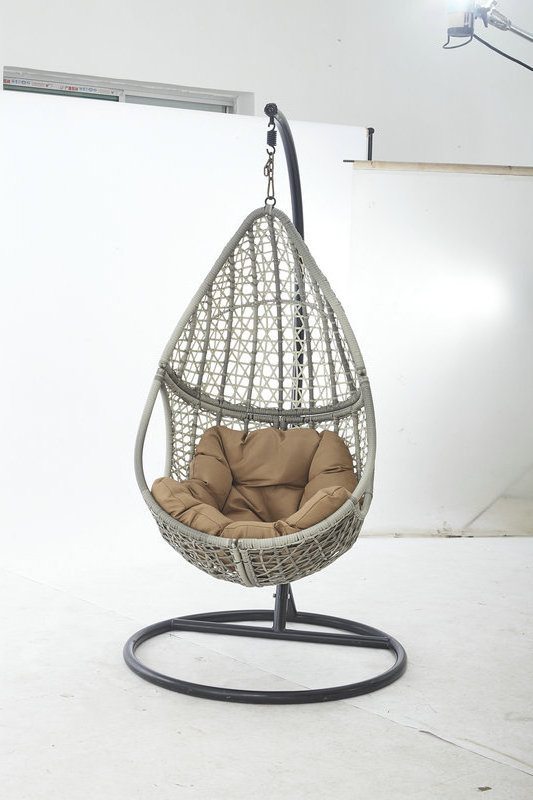 Indoor Outdoor Furniture Rattan Garden Adult Wicker Hanging Egg Swing Chair With Metal Stand