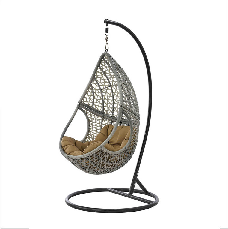 Indoor Outdoor Furniture Rattan Garden Adult Wicker Hanging Egg Swing Chair With Metal Stand