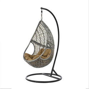 Indoor Outdoor Furniture Rattan Garden Adult Wicker Hanging Egg Swing Chair With Metal Stand