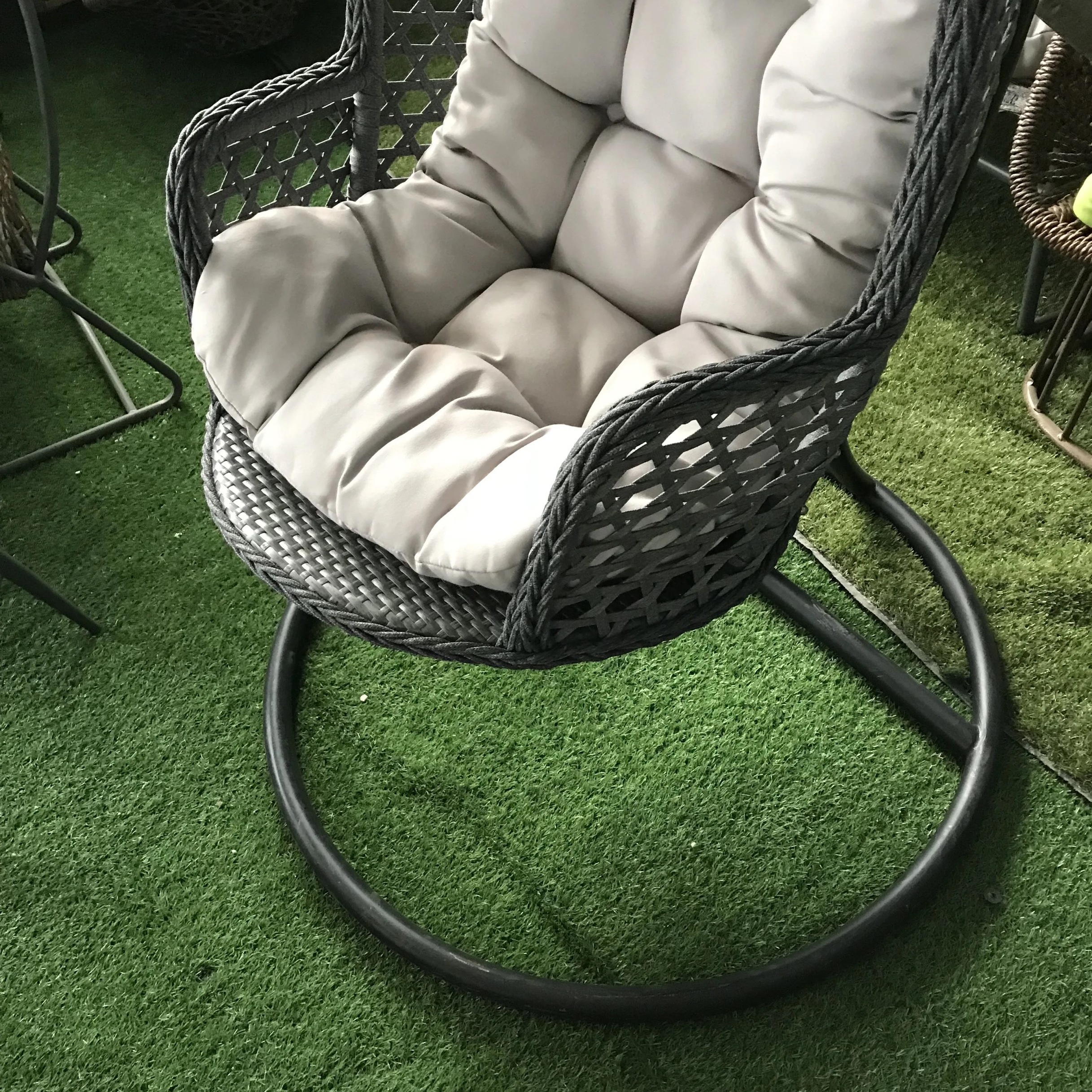 Best Selling  modern New design UV-proof hand-weaved woven-belt swing chair garden hanging chair