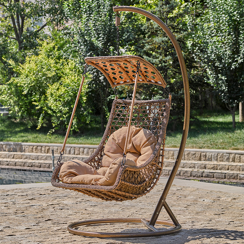 Adult Swing For Home Garden Swings 4 Seat Luxury Outdoor Hangers Rattan Without Stand 2 Seater Brown Double Hanging Chair