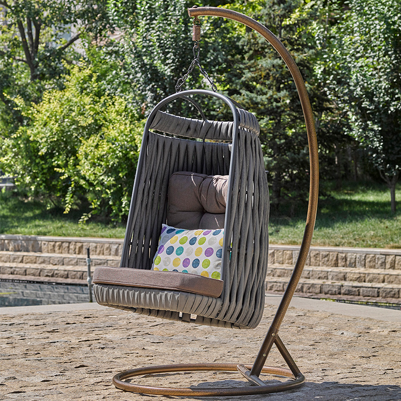 Adult Swing For Home Garden Swings 4 Seat Luxury Outdoor Hangers Rattan Without Stand 2 Seater Brown Double Hanging Chair