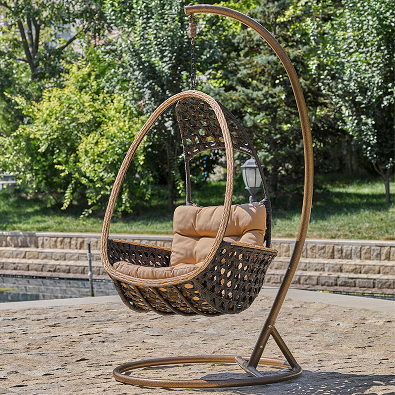 Gold Two Person Hanging Swing Chair For Bedroom Automatic Hammock Egg Glass Swings Adults Indoor Wrought Iron Importer