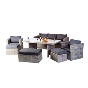 grey waterproof luxury black lounge 8 seater rattan outdoor sets furniture patio dining bistro metal wicker garden lounge set