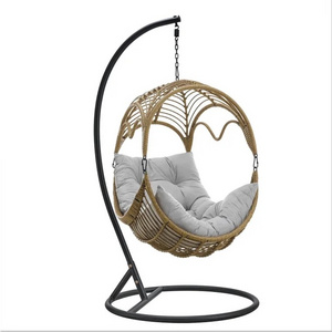 Hot Sale Outdoor Indoor Furniture Garden Living PE Rattan Waterproof Hanging Egg Swing Chair With Stand with Good Quality