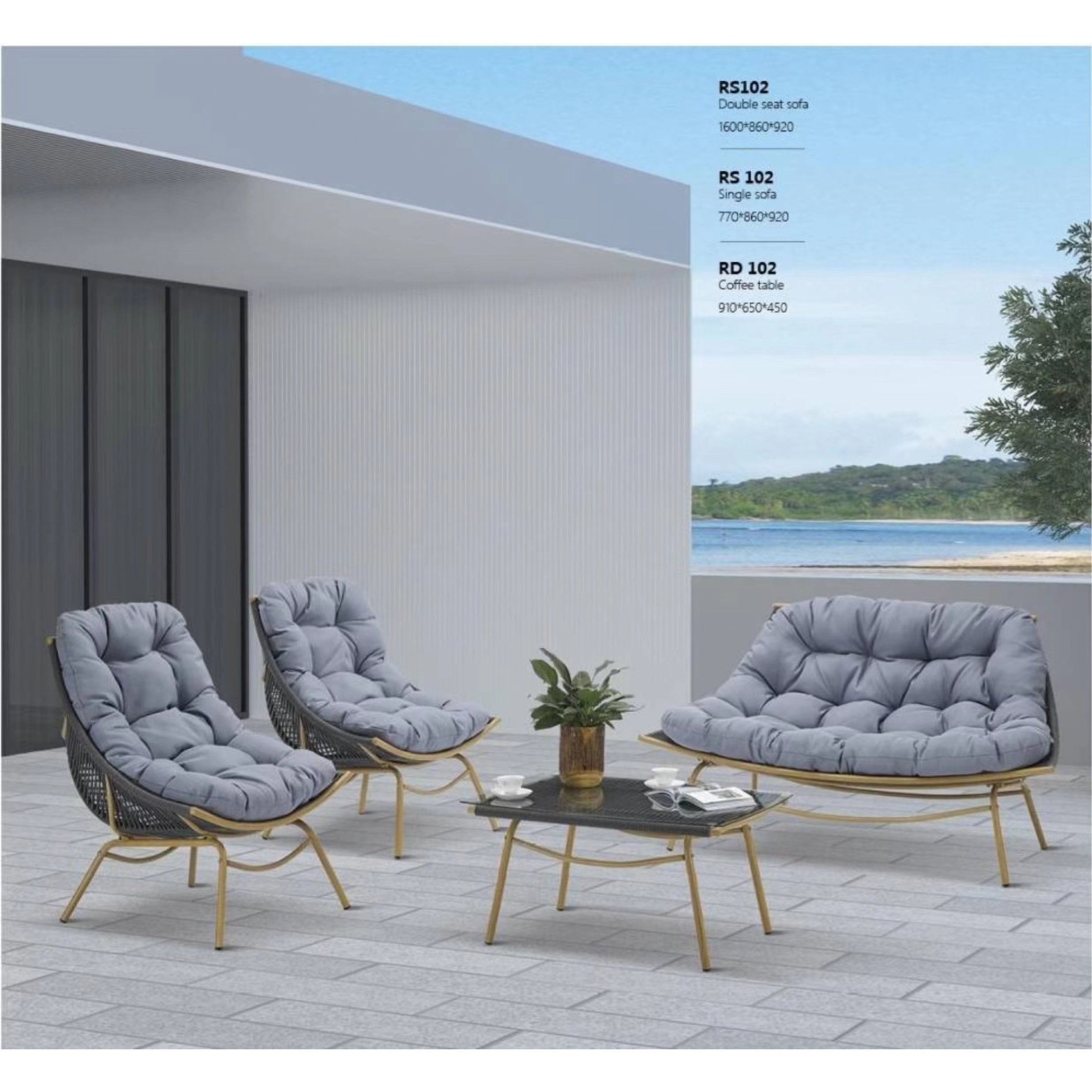 hot selling outdoor synthetic pe rattan patio sofa set garden furniture rattan sofa set