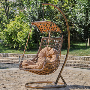 Outdoor Egg Chair With Stand Hanging Garden Rocking Seats Teardrop Wicker Lounge Shaped Furniture Chaise Lounger Swing Metal