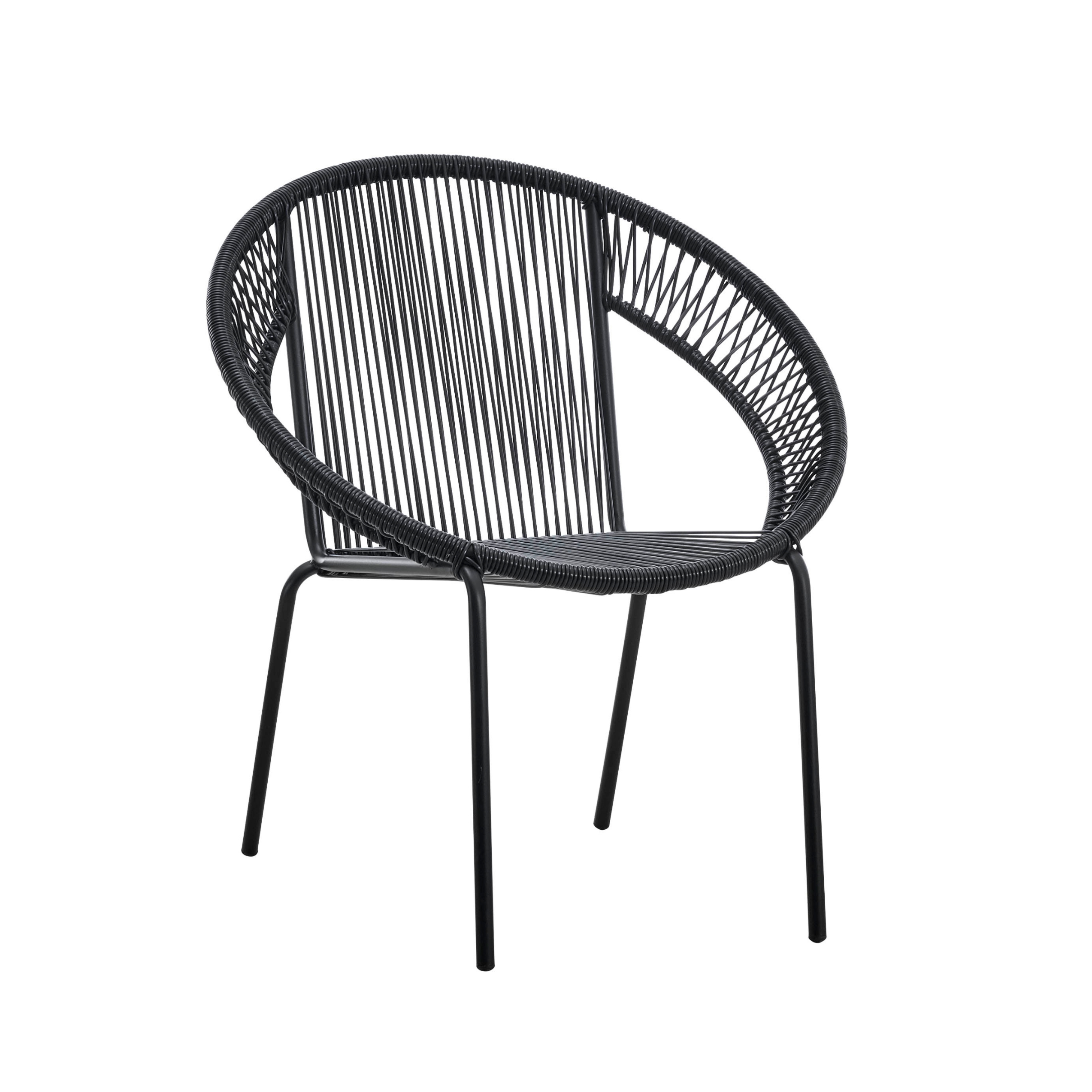 Modern Outdoor Hot Sale PE Rattan Chair Black Outdoor Comfortable Chair with Steel Frame Patio Furniture