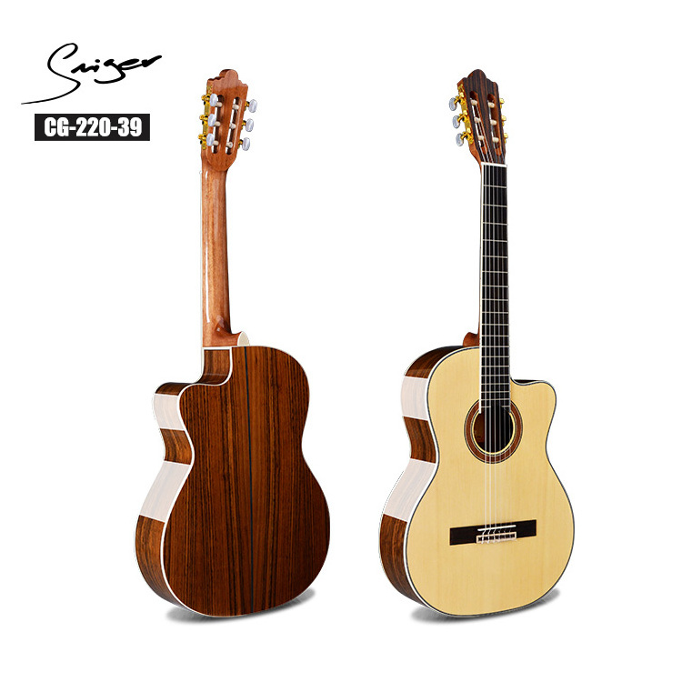 39 Inch 4/4 Size Custom Cutaway Nylon String Electric Classical Guitar CG-220 Made in China Factory Wholesale Price