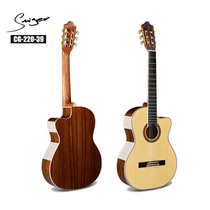 39 Inch 4/4 Size Custom Cutaway Nylon String Electric Classical Guitar CG-220 Made in China Factory Wholesale Price