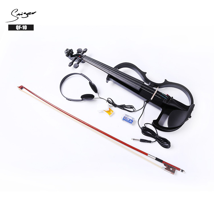 OEM wholesaler price 4/4 Full Size student silent solid wood built-in pickup electric violin electrico violino