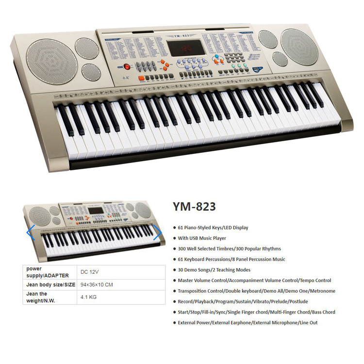 Professional OEM electronic organ piano keyboard with 61 keys music instruments keyboard