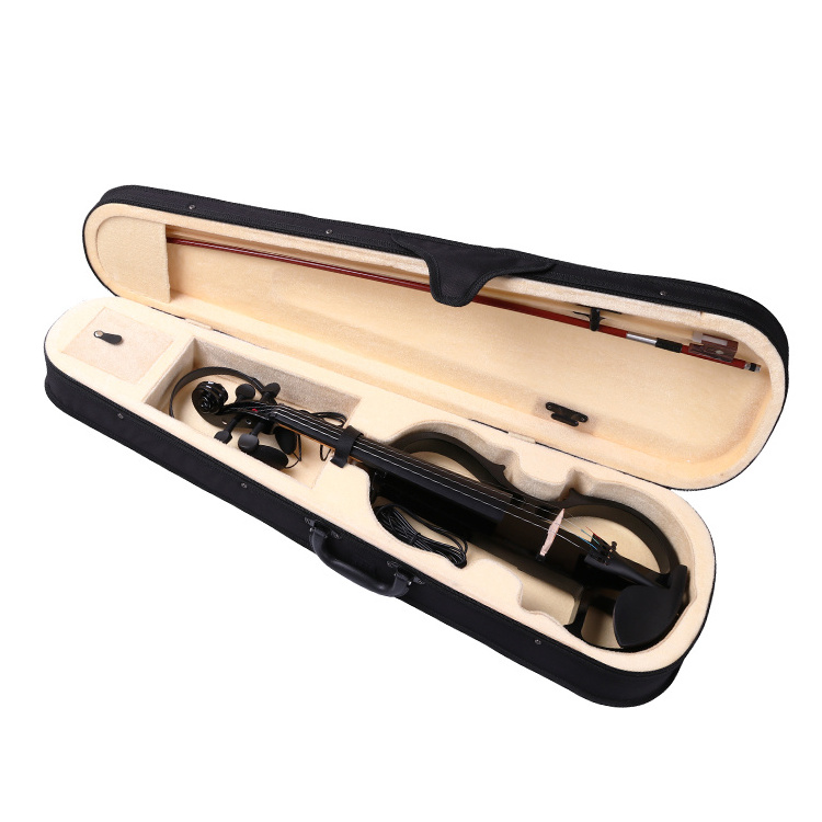 OEM wholesaler price 4/4 Full Size student silent solid wood built-in pickup electric violin electrico violino