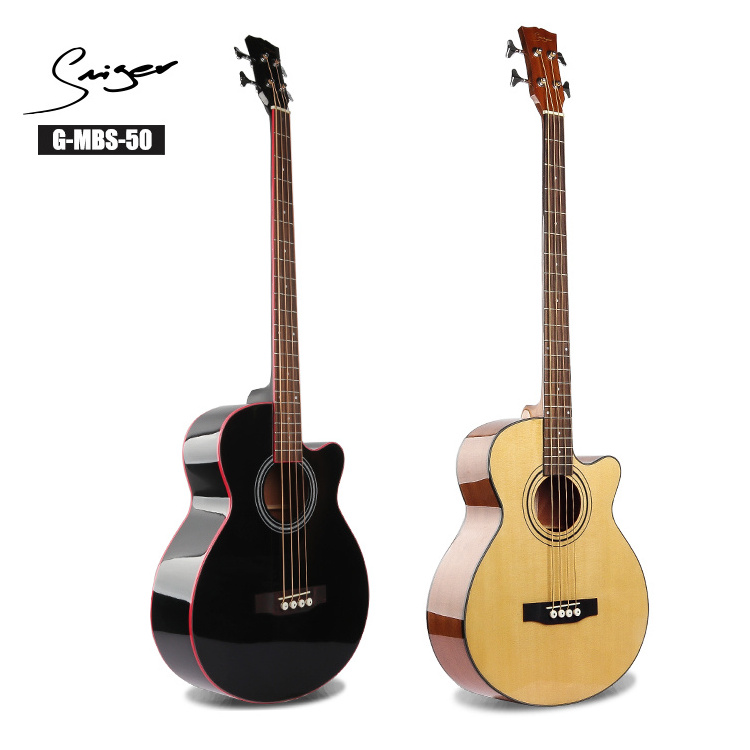 China wholesale factory price OEM High quality wood 4 string electric acoustic bass guitar