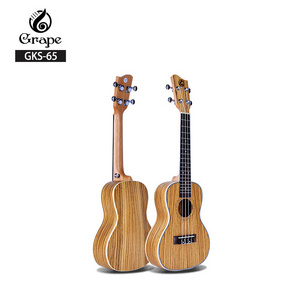 Chinese  Wholesale factory OEM custom wooden zebrawood Soprano electric ukulele