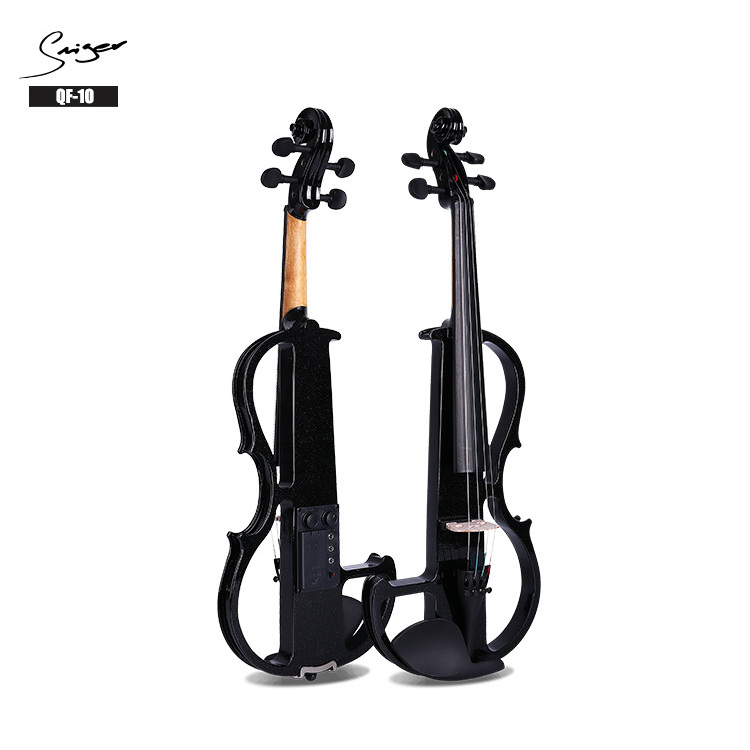 OEM wholesaler price 4/4 Full Size student silent solid wood built-in pickup electric violin electrico violino