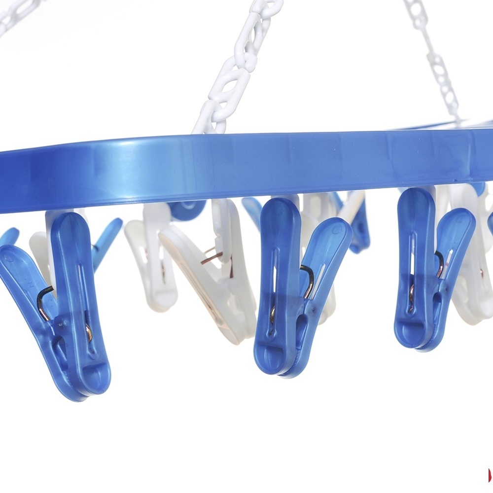 High Quality Colorful Foldable  Plastic Hanger With 32 Pegs  Multifunctional Folding Clothes Hanger with Clips