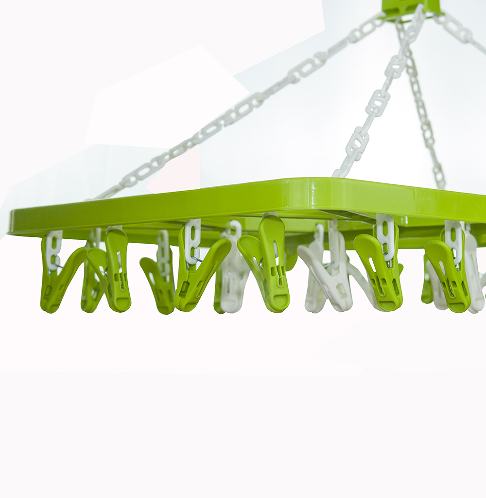 Hot Sale Clothes Drying Hanger with 32 Clips for Towels Underwear Baby Clothes Plastic Laundry Hanging Rack Collapsible