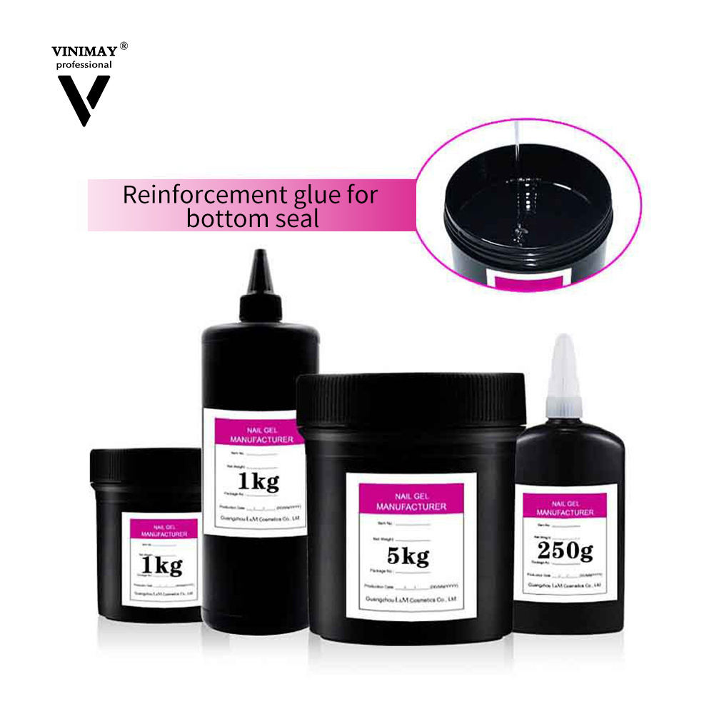 Vinimay 250g  1 kg 5 kg Wholesale Supplier Top Coat Nail Art Oem Colors Rubber Base Glue Soak Off Nails UV Nail Polish Gel