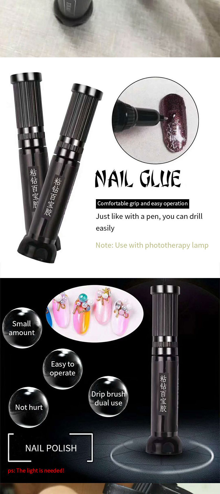 New arrived nail glue gel pen 10ml nail tips glue uv gel private label nail art glue supply