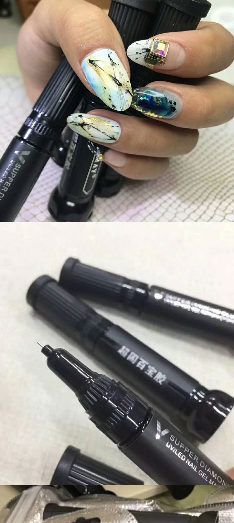 New arrived nail glue gel pen 10ml nail tips glue uv gel private label nail art glue supply