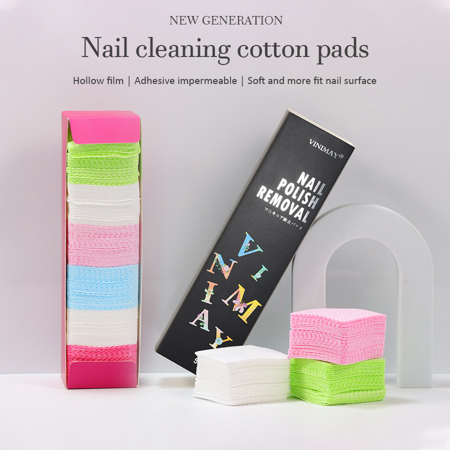 Vinimay igh quality Lint-free nail wipes Square cosmetic cotton pads disposable nonmove nail polish cleaning wipes