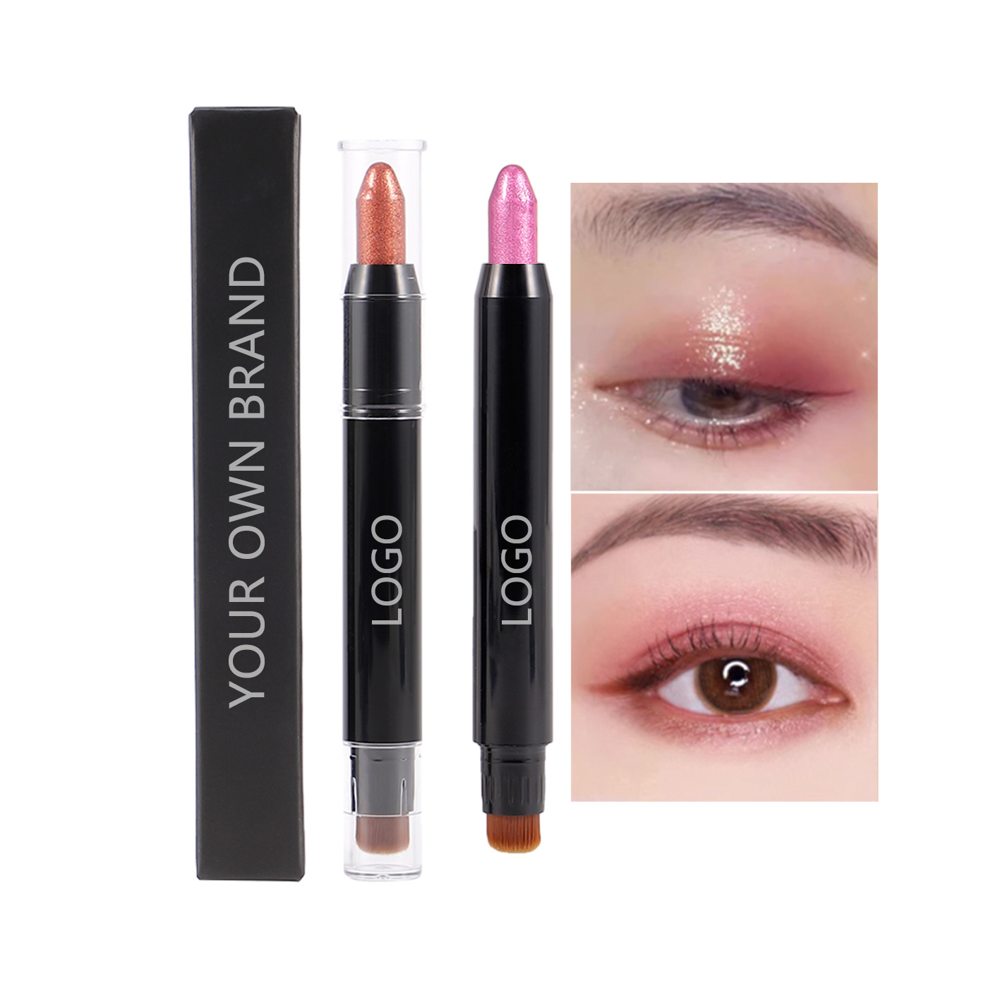 New Arrival multifunctional easy handle long lasting private label pink shimmer highlighter cream eyeshadow stick