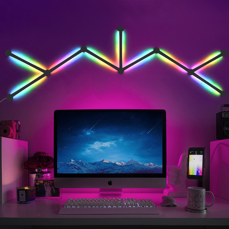 Smart APP Control Wall Light Bars Wifi RGB Gaming Hexagon Lights Music Rhythm Glide Wall Light