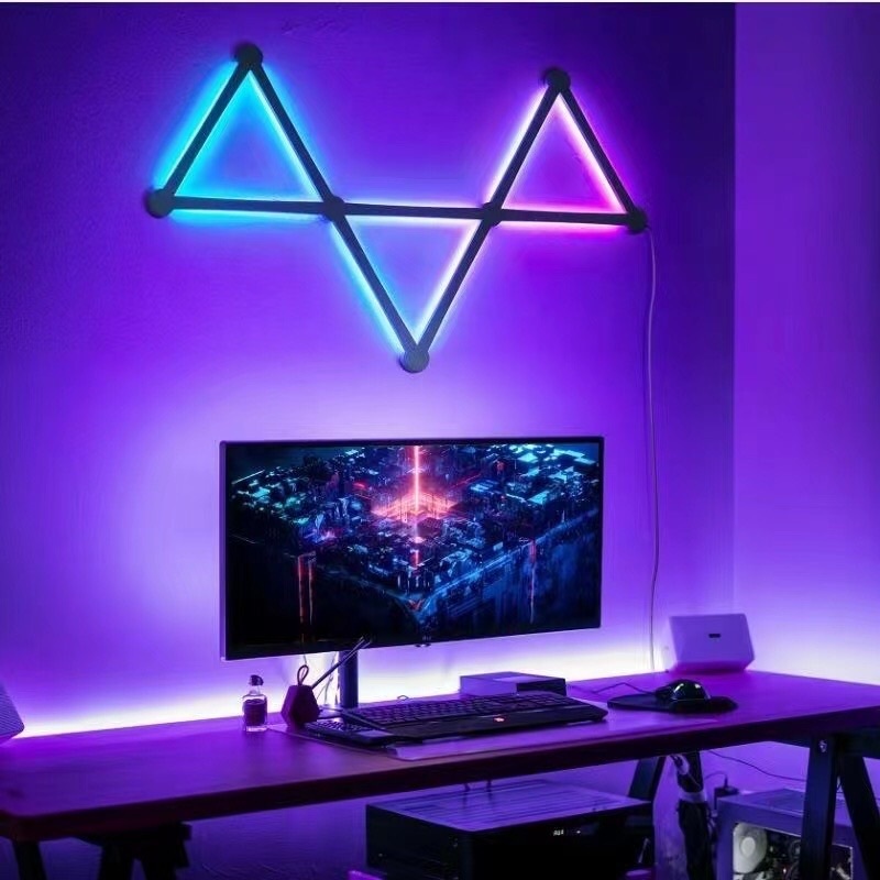 RGB Smart Triangle LED Lights Multicolor Segmented Control Music Wall Light Smart Ambient Light Board