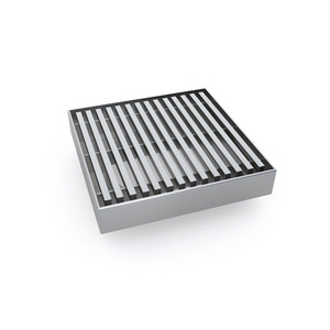 Silver SUS304 Stainless Steel Square Shower Floor Drain  with Removable Cover Grid Grate