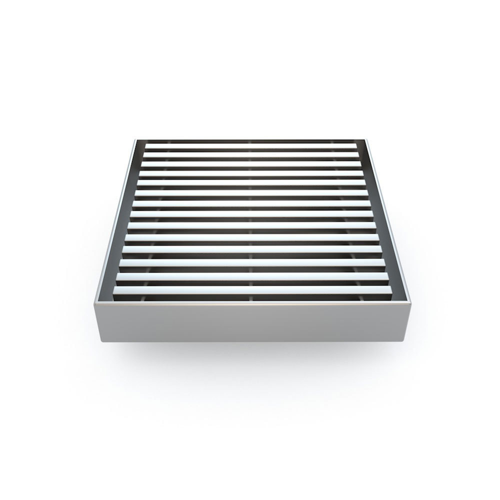 Silver SUS304 Stainless Steel Square Shower Floor Drain  with Removable Cover Grid Grate