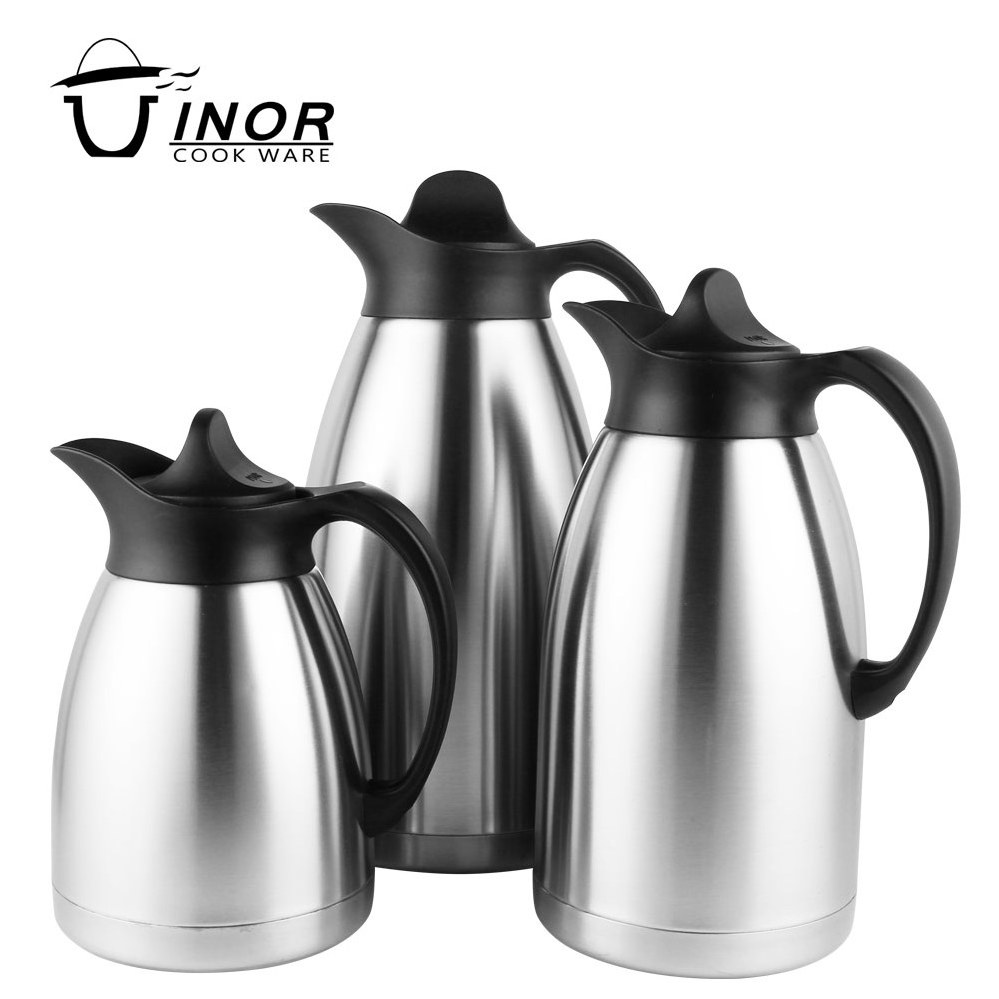 Stainless steel coffee pot thermal coffee carafe - double walled vacuum insulated flask thermos jug