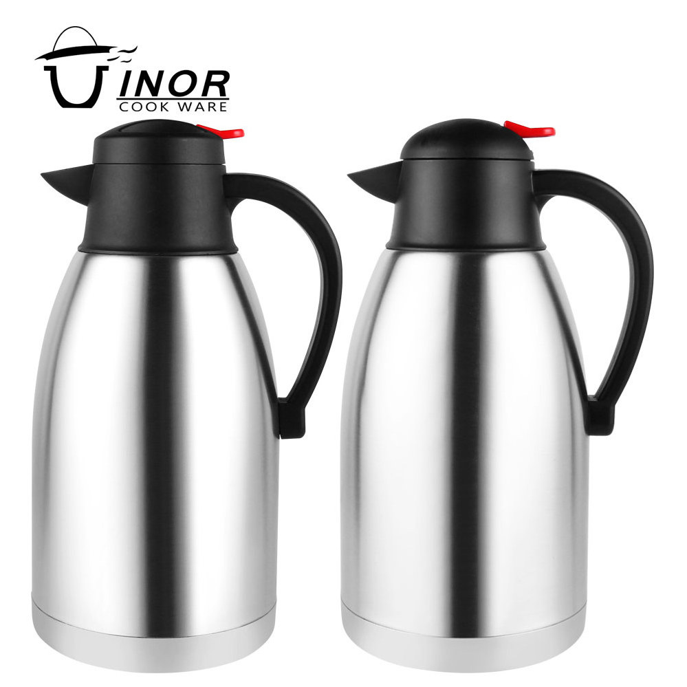 Stainless steel coffee pot thermal coffee carafe - double walled vacuum insulated flask thermos jug