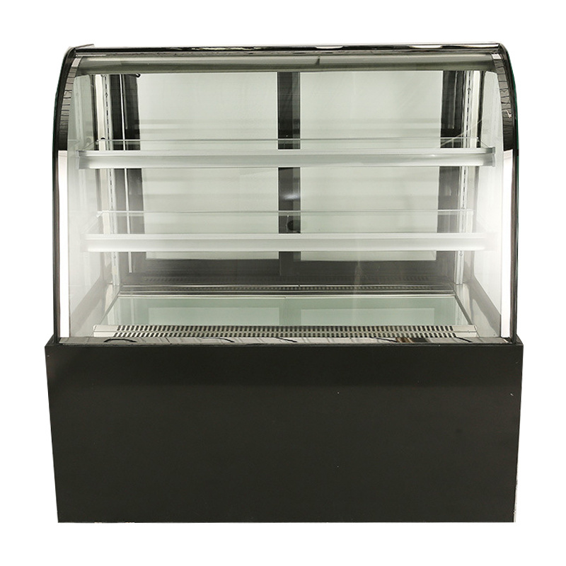 Arc stainless steel black and white cake, fruit, fresh, pizza, hamburger display case,show case display glass,refrigerated displ