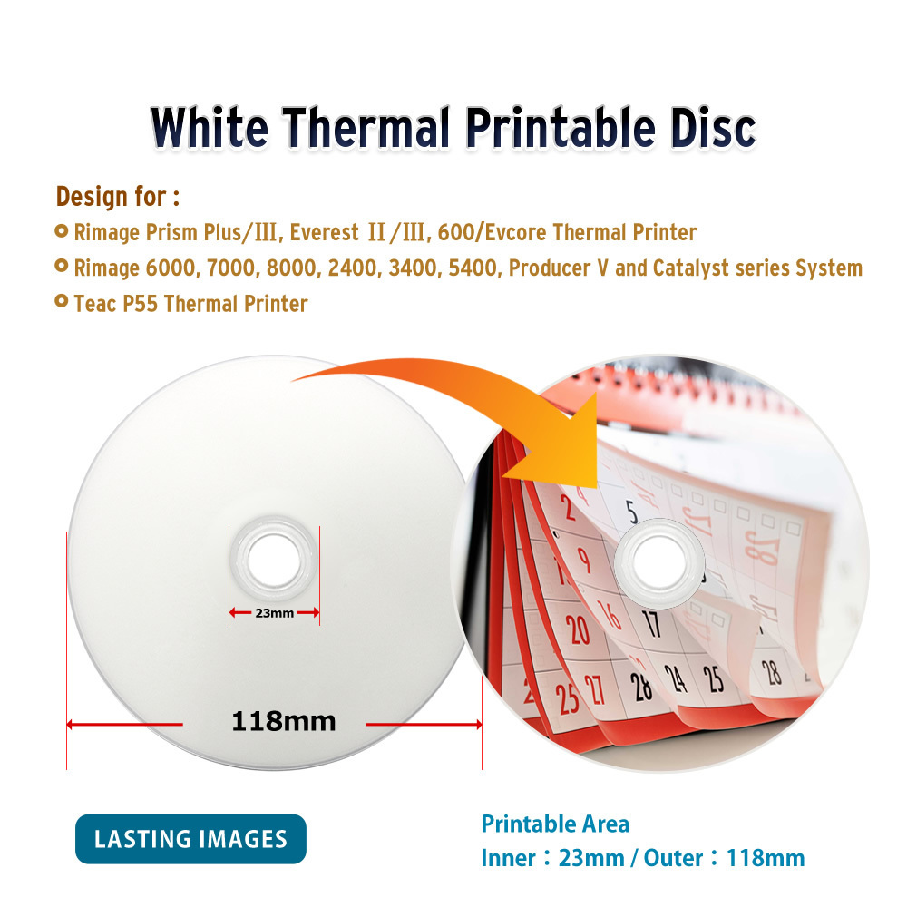 PlexDisc CD-R 700MB 52X White Thermal Hub Printable - 100 Disc Spindle