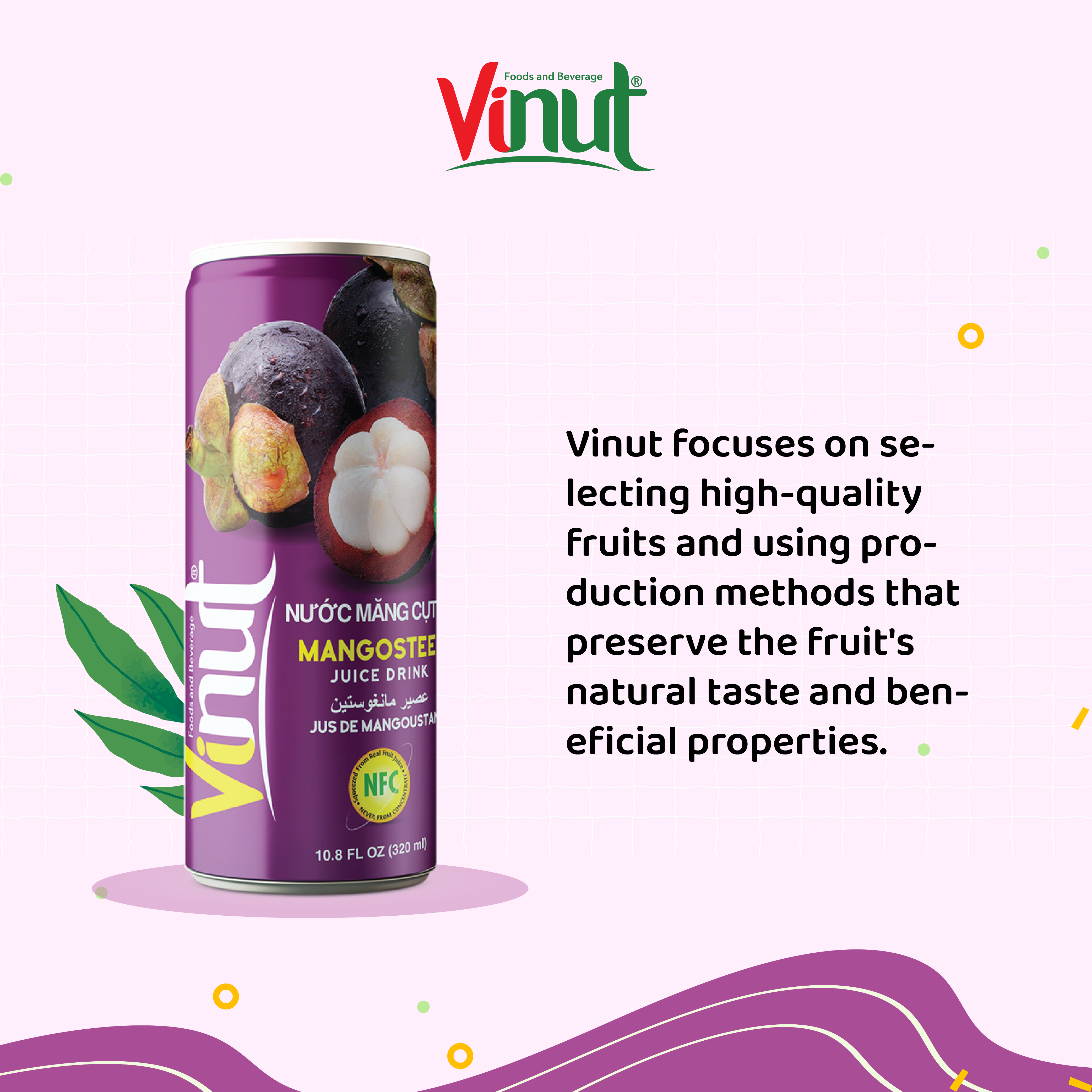 Mangosteen Juice with Pulp Tropical Drink VINUT NFC Tropical Drink Factory Formula for Fruit & Vegetable Juice ODM OEM Service