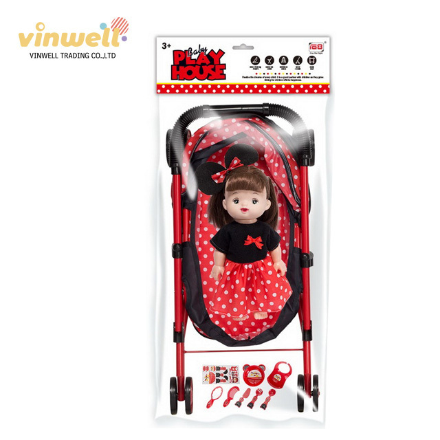 Baby sun shading trolley doll with IC tableware version baby doll stroller car seat