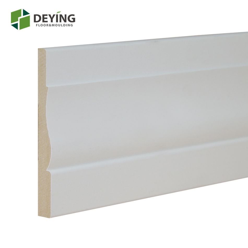 White primed pre-painted Flooring trim molding baseboard skirting board