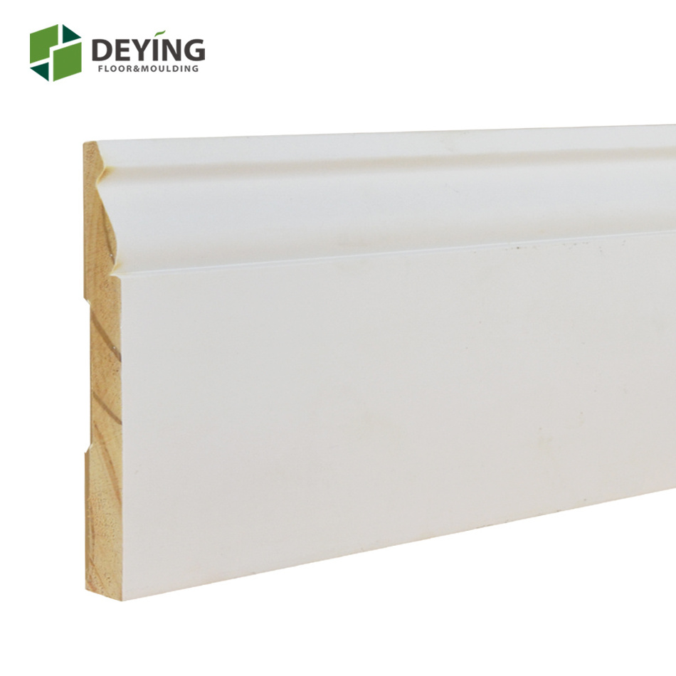 White primed wall skirting board baseboard mouldings