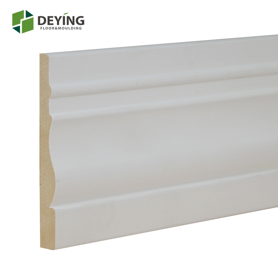 White primed pre-painted Flooring trim molding baseboard skirting board