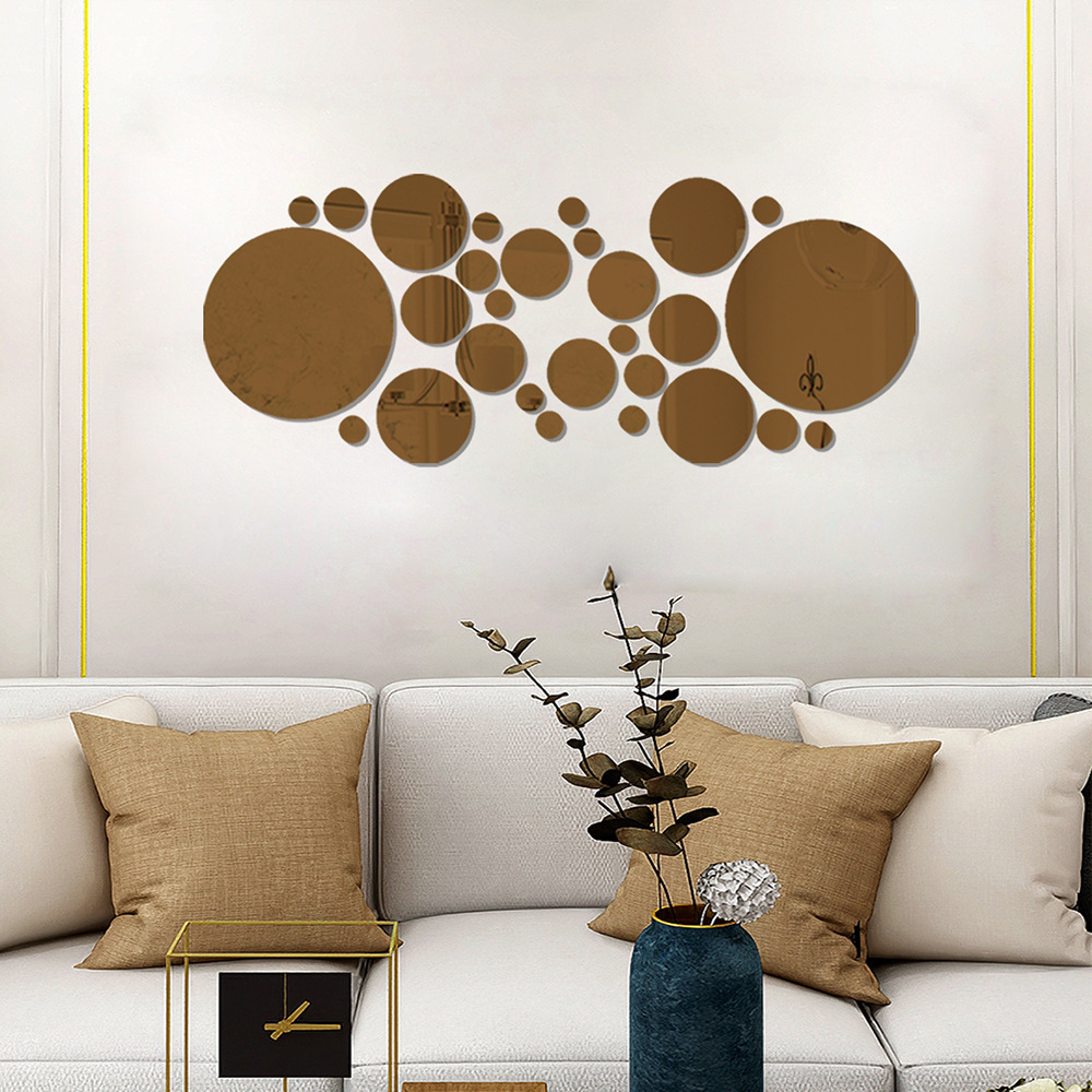 32pcs Nest circle  acrylic wall mirror stickers Removable mirror sticker Decal for Home Living Room Bedroom